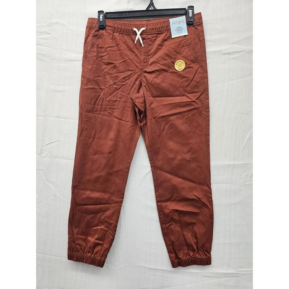 Cat & Jack Boys Jogger Pants Copper Brown Reinforced Knee‎ 14 Husky 046131744